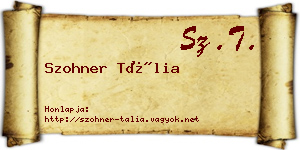 Szohner Tália névjegykártya